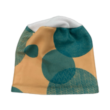 Load image into Gallery viewer, Tan/Teal Dots Fleece Hat