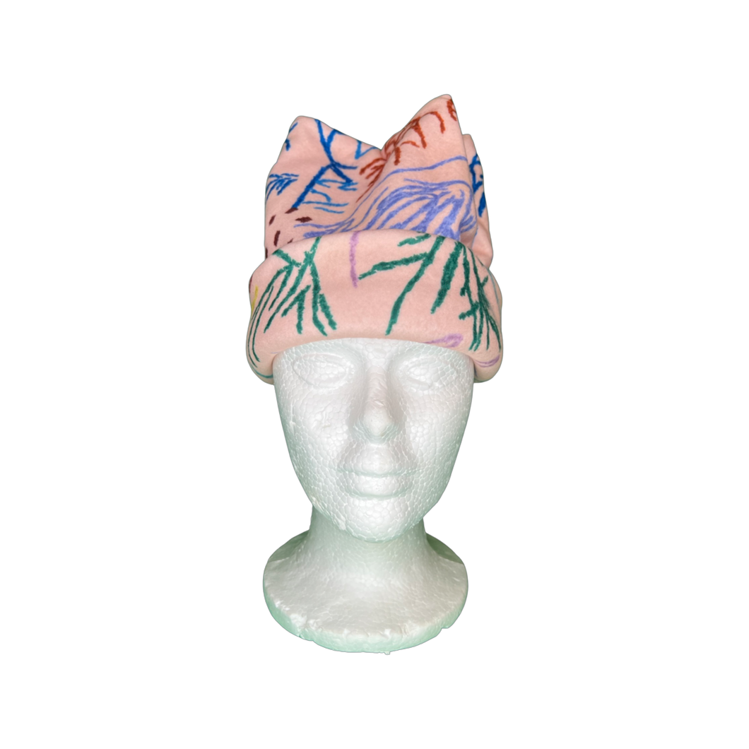 Pink Fractal Fleece Hat