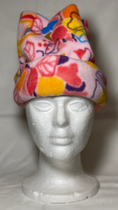 Pink Floral Lines Fleece Hat