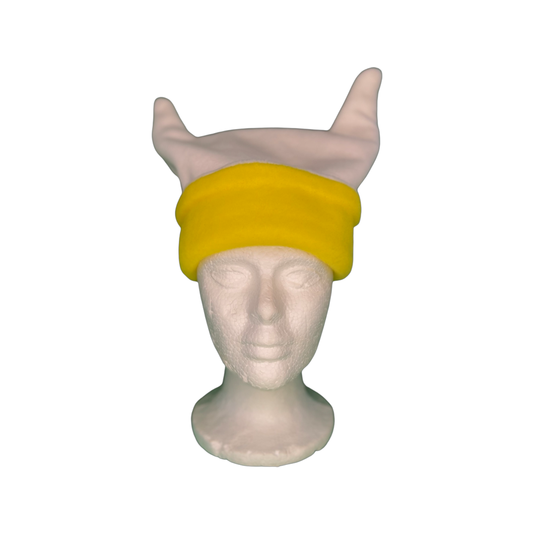 White/Yellow Horns Fleece Hat