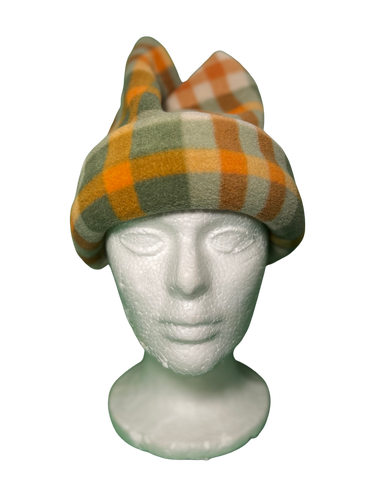 Orange Plaid Fleece Hat