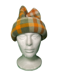 Orange Plaid Fleece Hat