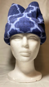 Navy Tile Pattern Fleece Hat