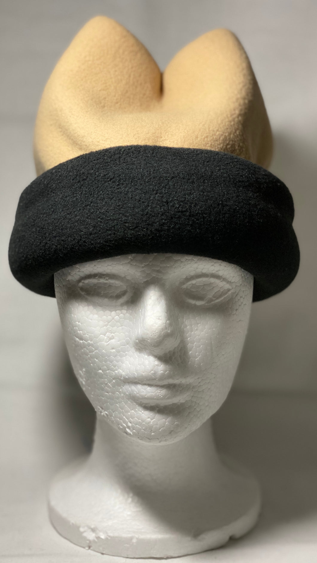 Tan/Black Fold Fleece Hat
