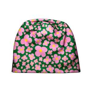 Pink Flower Field Fleece Hat