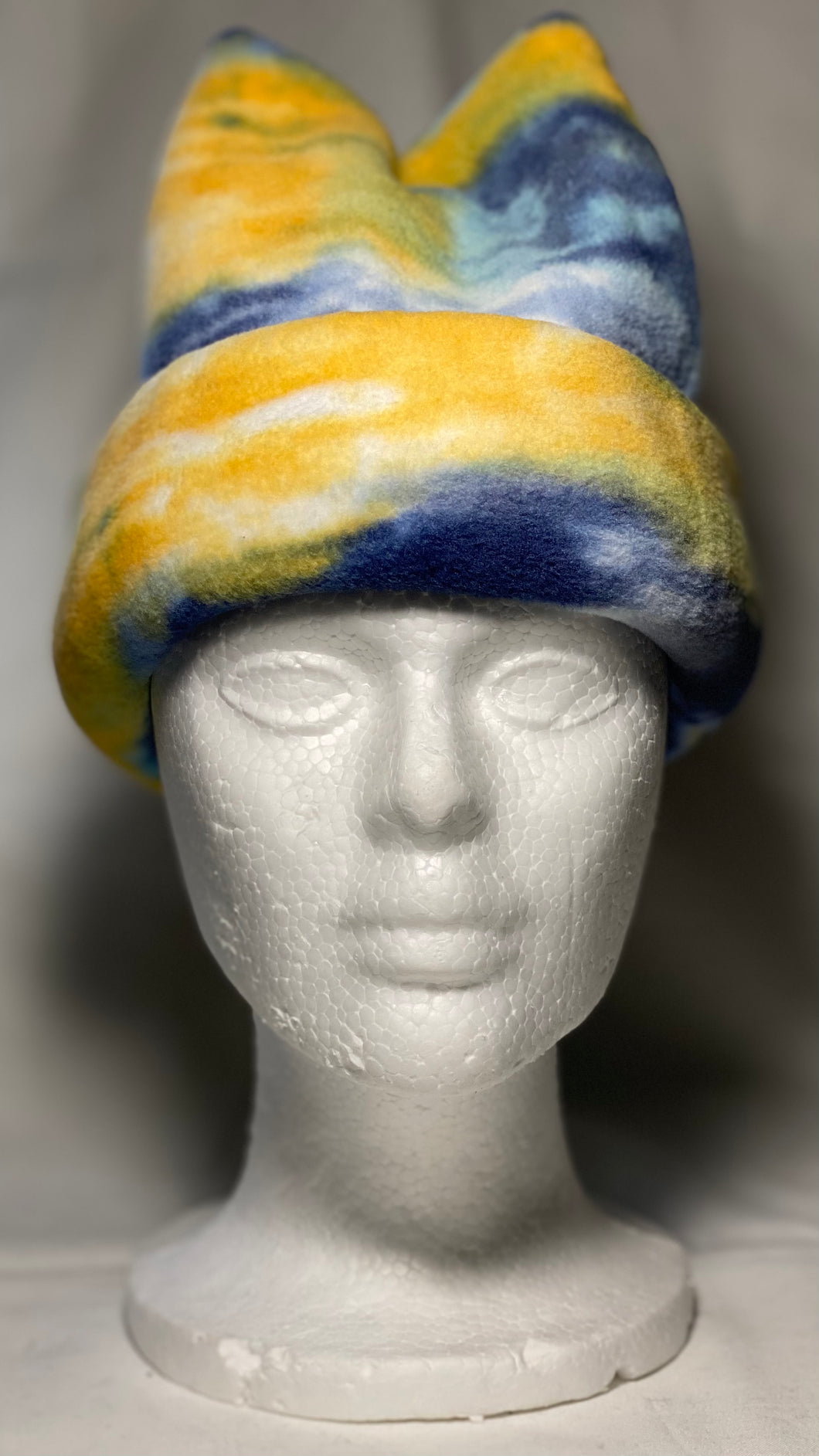 Yellow/Blue Watercolor Fleece Hat