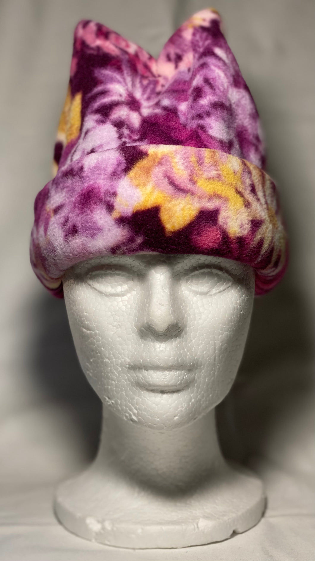 Purple Flowers Fleece Hat