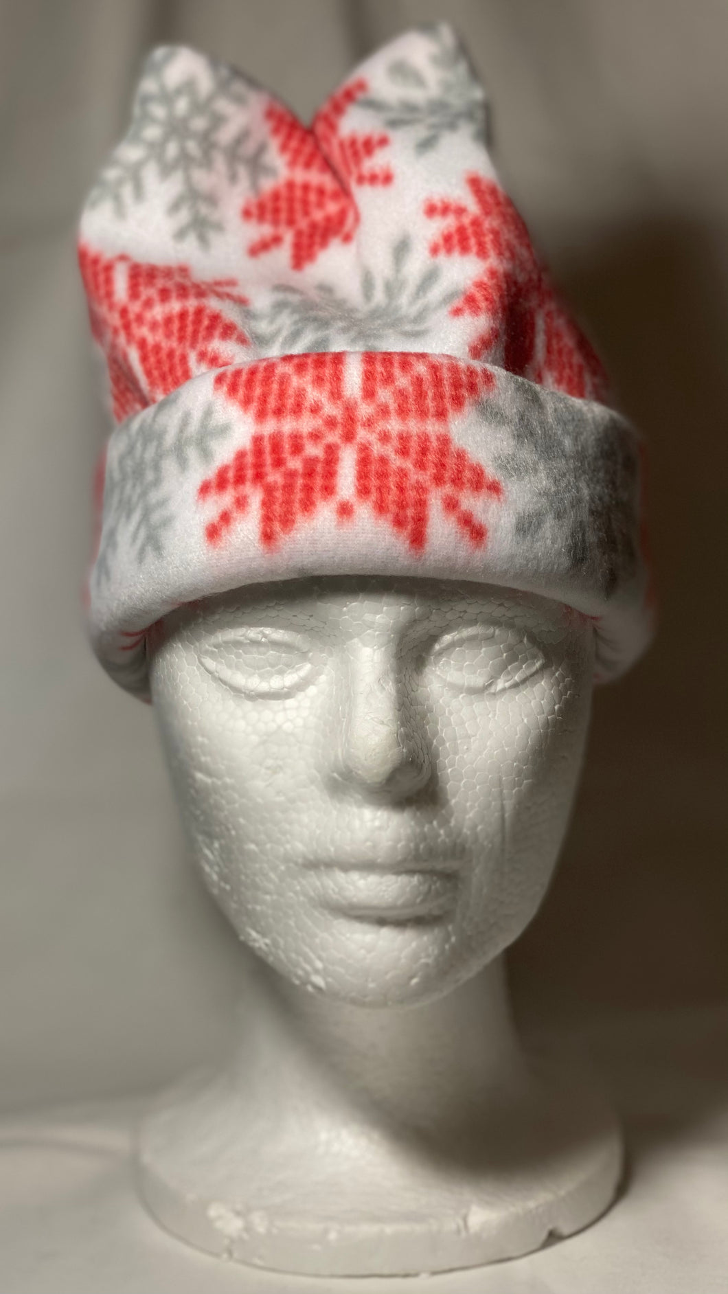 Red/White Snowflake Fleece Hat