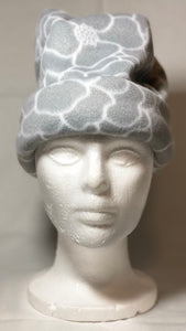 Grey & White Petal Fleece Hat