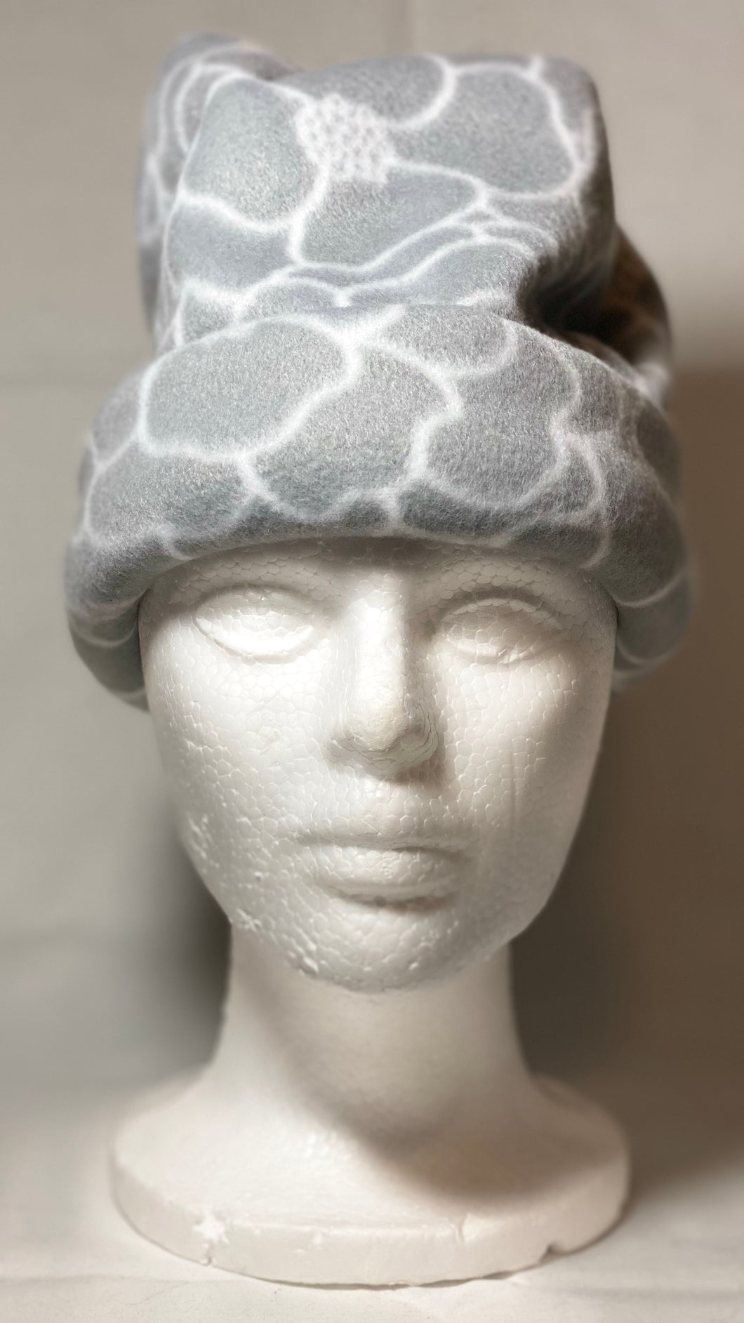 Grey & White Petal Fleece Hat