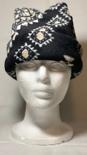 Black Aztec Fleece Hat