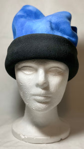 Blue Dye Black Fold Fleece Hat