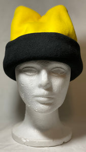 Lemon Yellow/Black Fold Fleece Hat