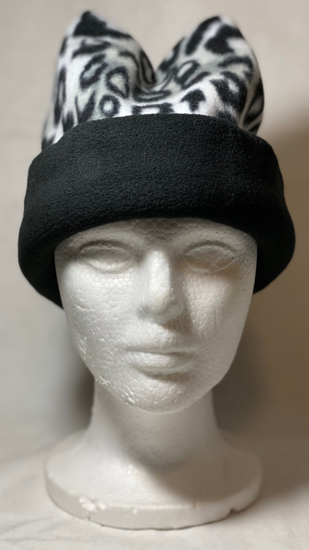 Cheetah Bam Bam/Black Fold Fleece Hat