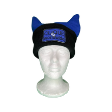 Load image into Gallery viewer, Black and Blue Horns Fleece Hat